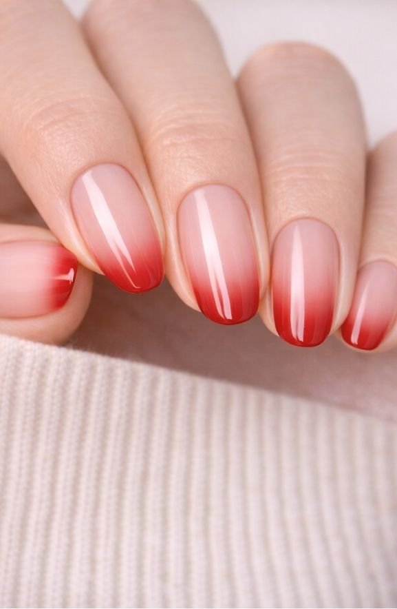 Ombré Red Gradient French Tips