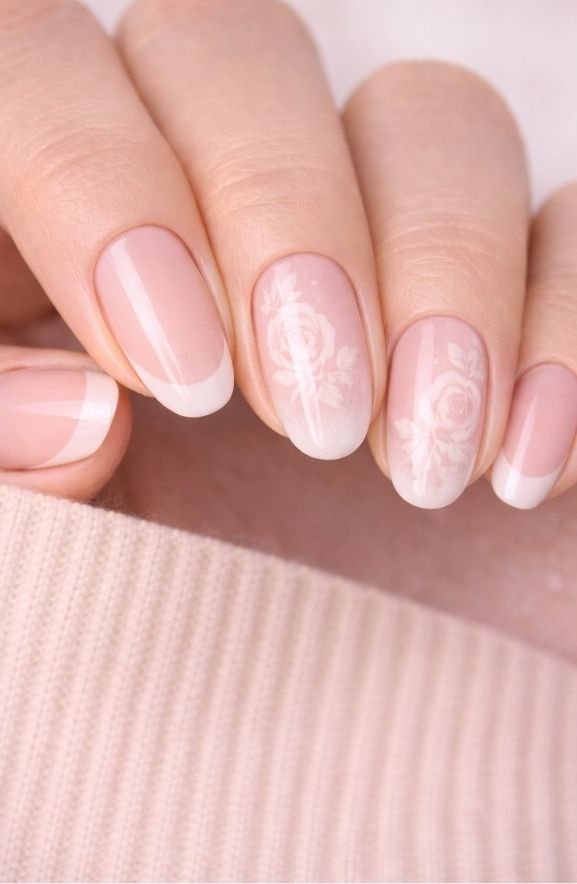Romantic Rose-Stencil Nude Design