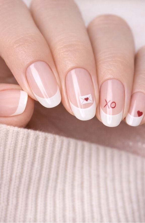 Tiny Love Letter Details on French Tips