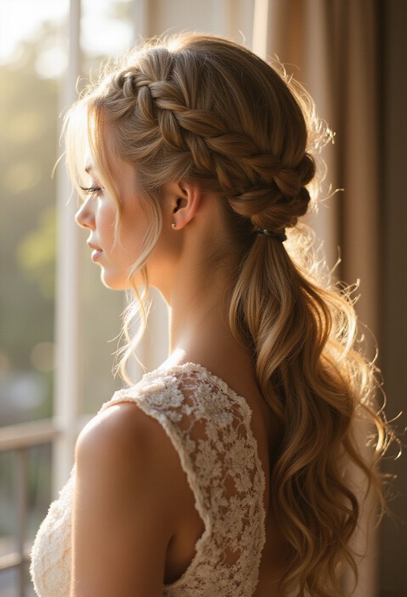 braided ponytail modern romantic style