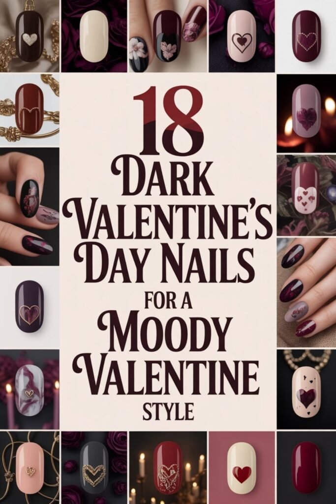 dark valentines day nails