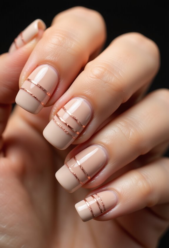 delicate rose gold nude stripes