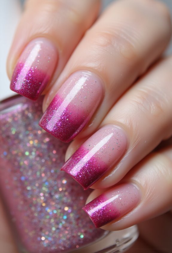 effortless sparkly gradient nail design
