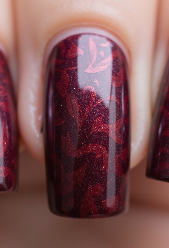 elegant dark red lace stamping