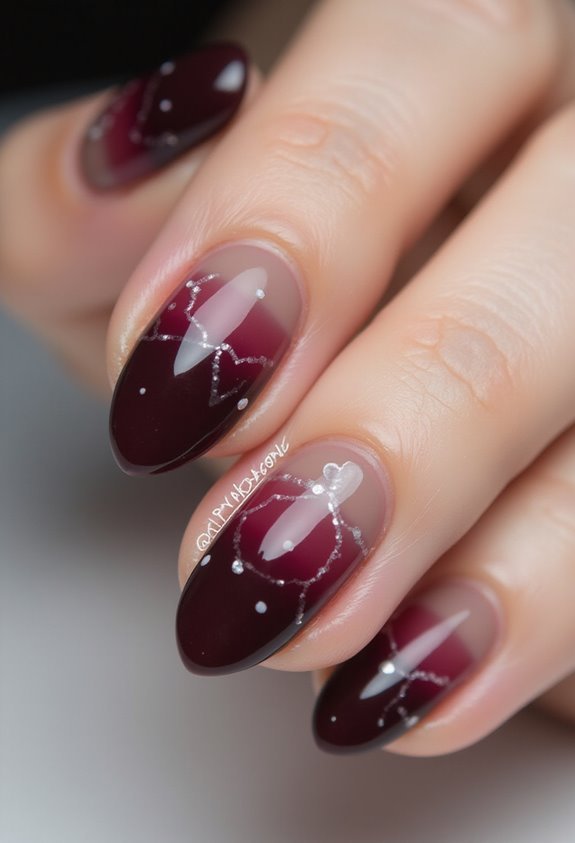 elegant ombre burgundy to nude hearts