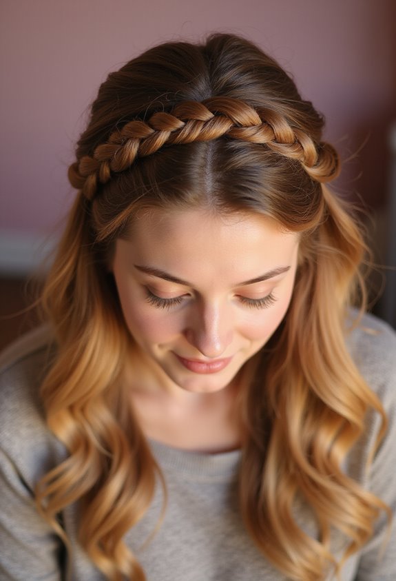 elegant romantic crown braided hairstyle