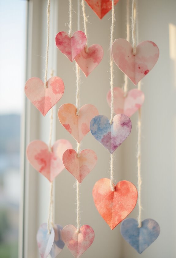 elegant watercolor heart garland decoration