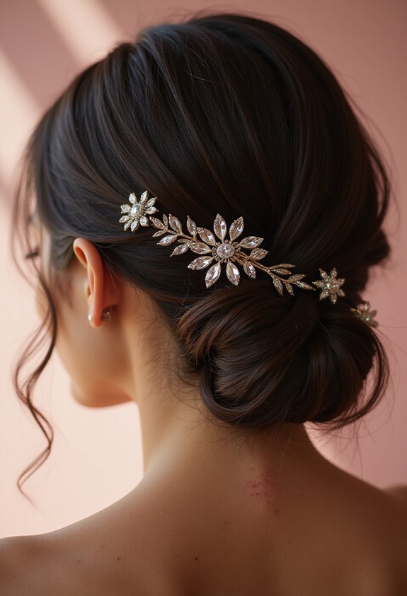 elevated sleek ponytail with statement clips