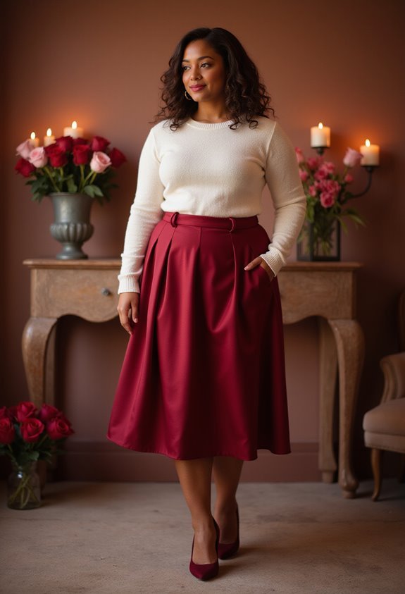 flattering high waisted skirt crop top pairing