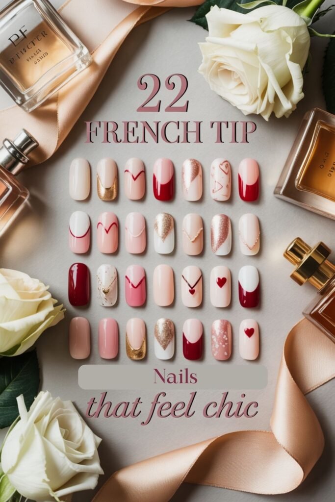 french tip valentines day nails
