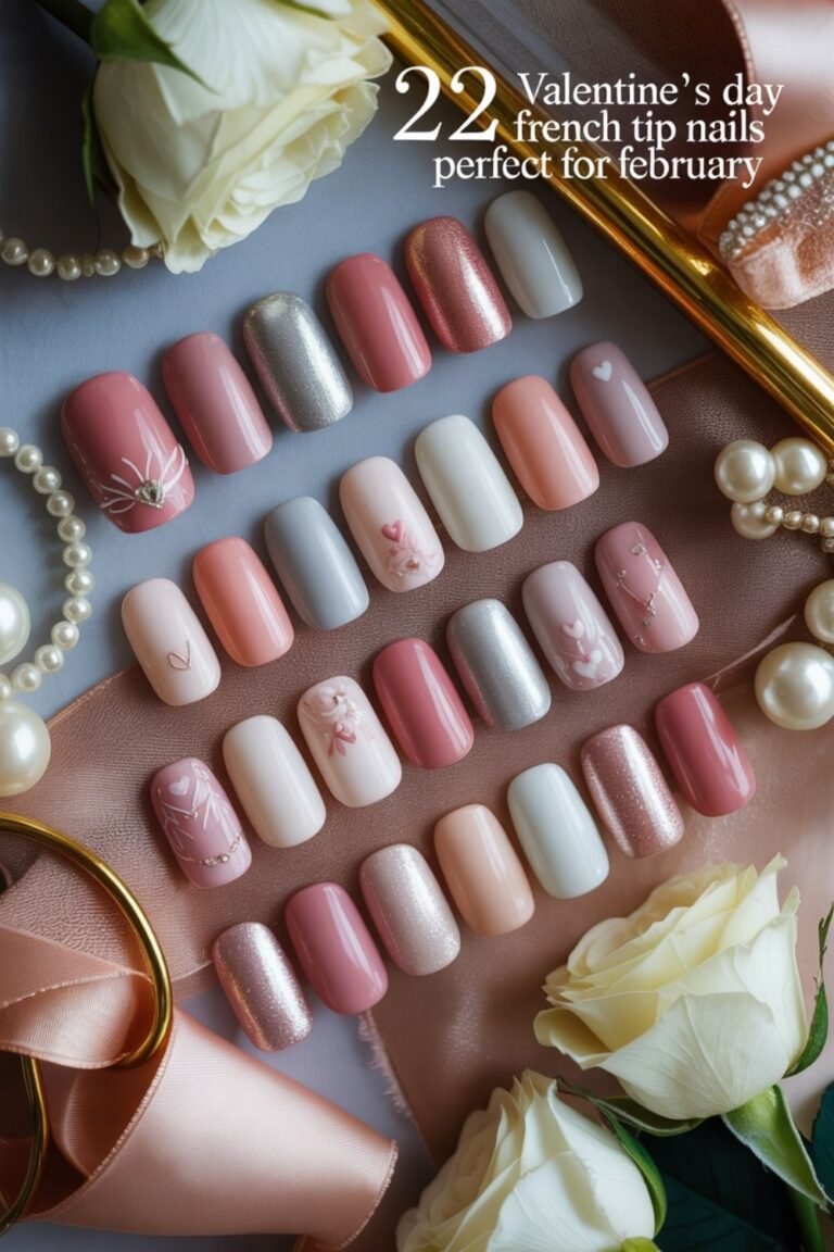 french tip valentines day nails