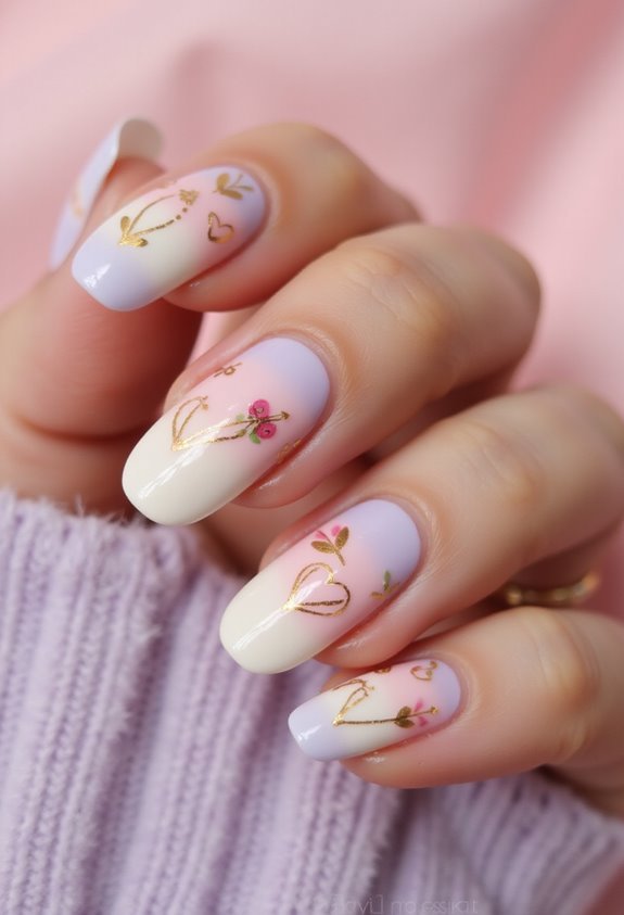 gentle love filled pastel nail art
