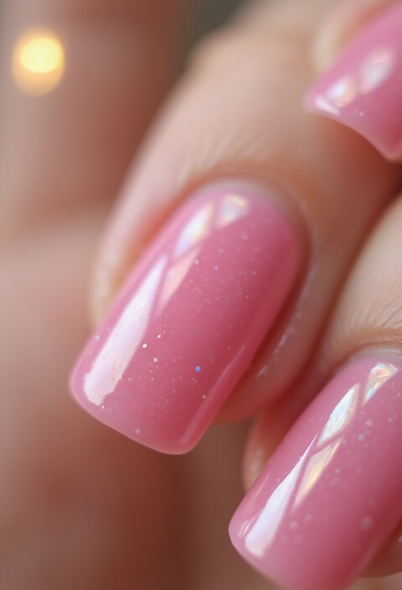 glossy translucent subtly romantic nails