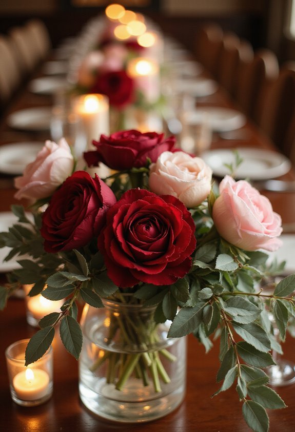 lush dimensional floral centerpieces with greenery