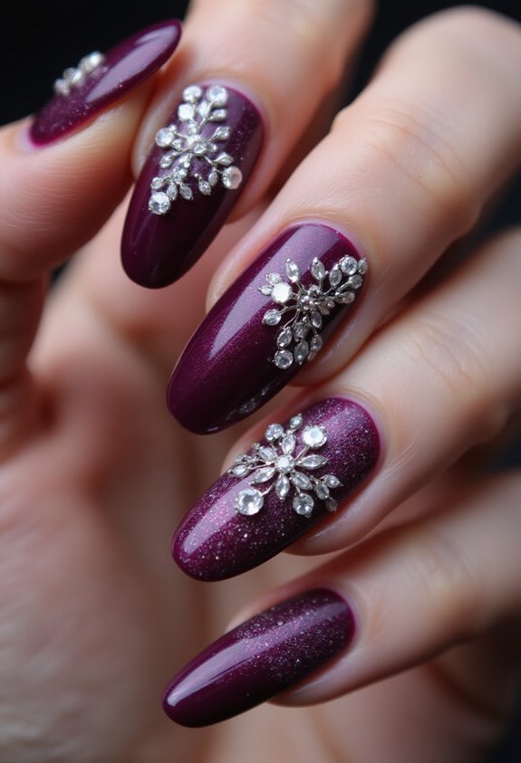 luxurious plum velvet with diamond sparkle