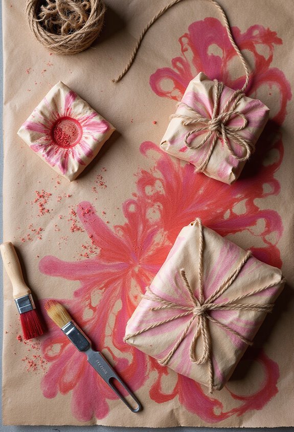 mesmerizing swirled paint marbled wrapping paper