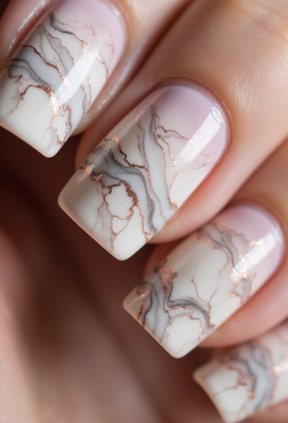 modern romantic marble nails