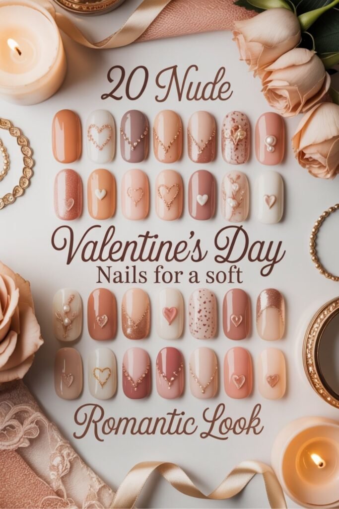 nude valentines day nails
