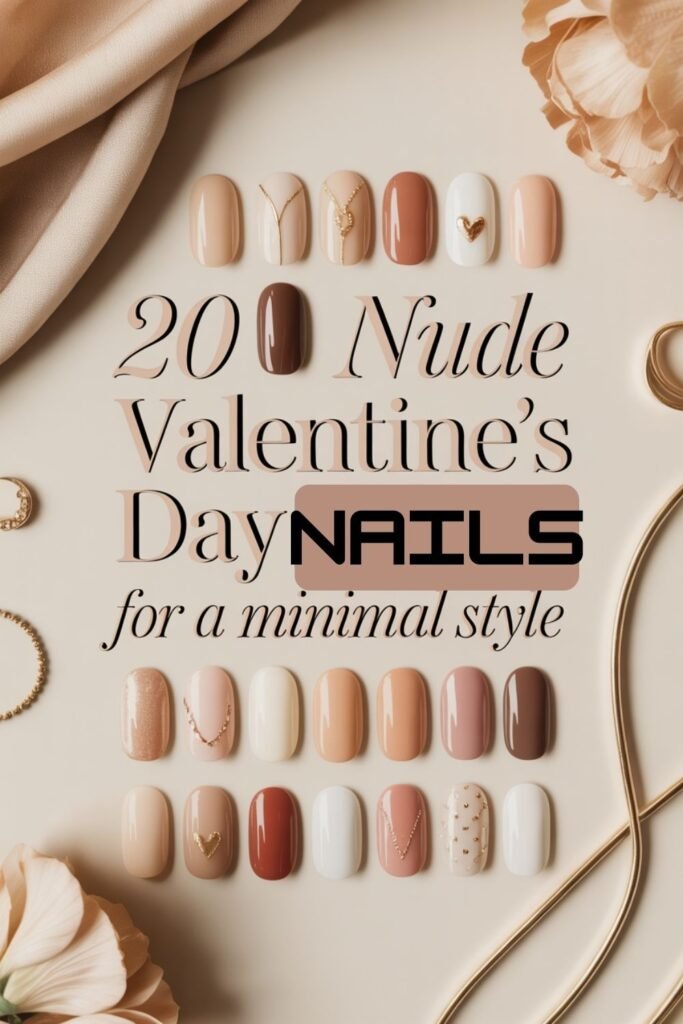 nude valentines day nails