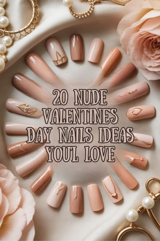 nude valentines day nails