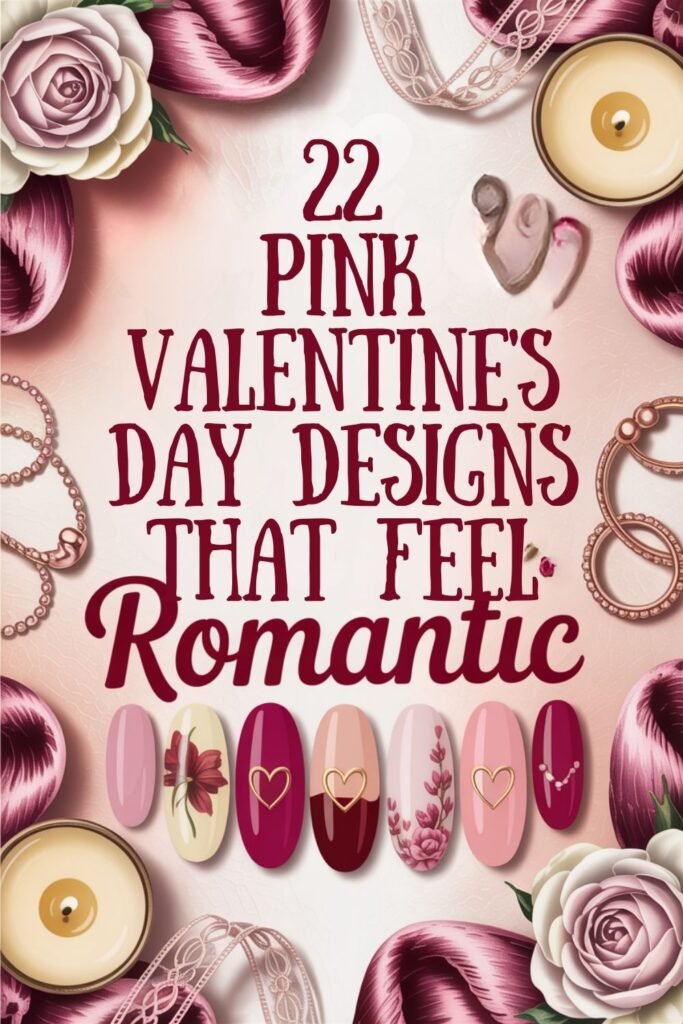 pink valentines day nails