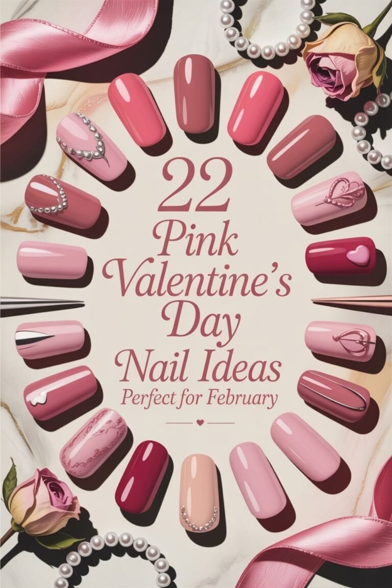 pink valentines day nails