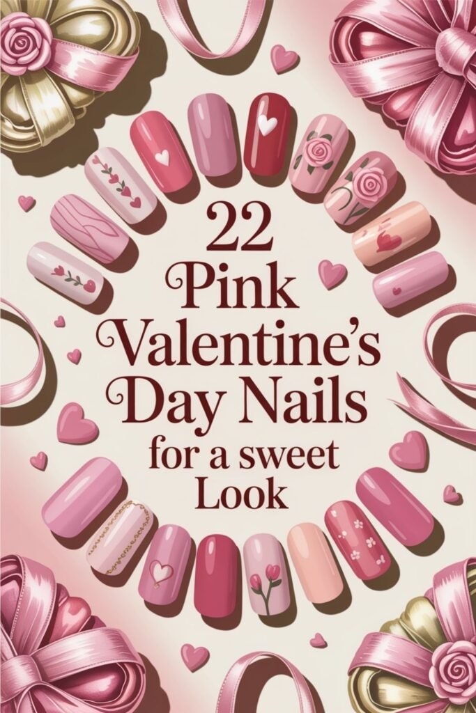 pink valentines day nails