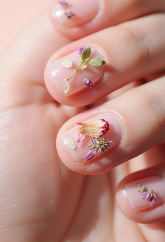 refined botanical floral nail art