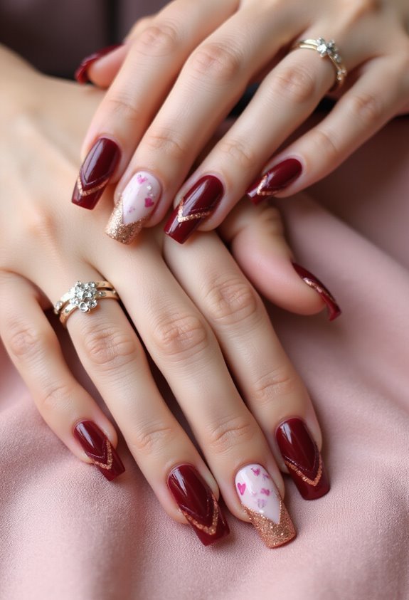 romantic acrylic nail designs for valentines