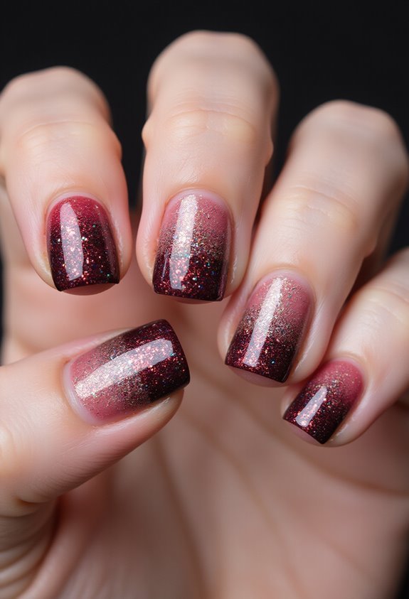 romantic glamorous sparkly gradient nails
