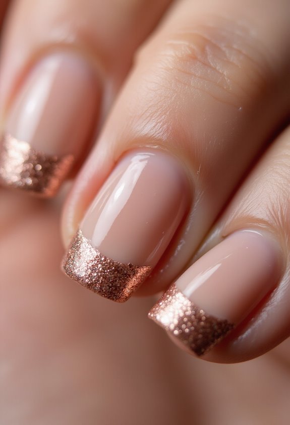 romantic metallic french tip sparkle