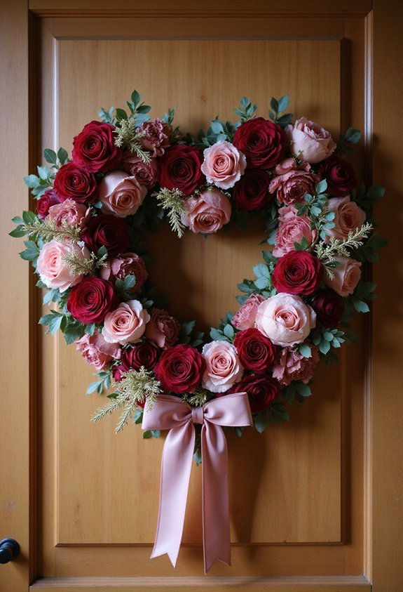 romantic personalized textured heart shaped entrance decor