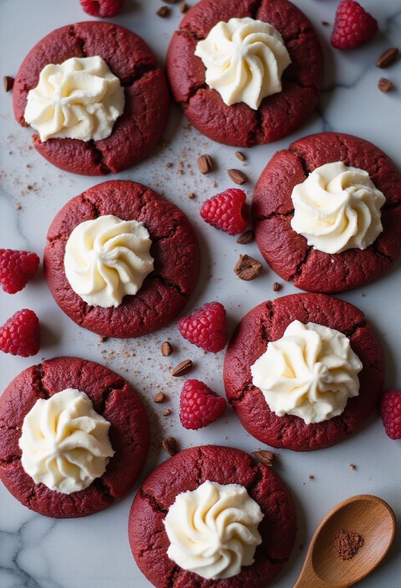 romantic red velvet cookie sandwich