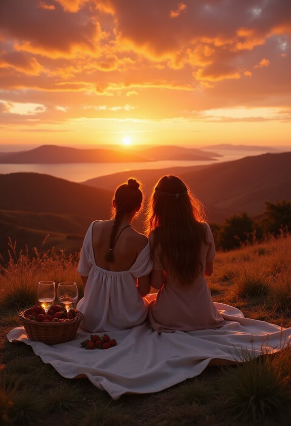 romantic scenic picnic sunset sunrise connection