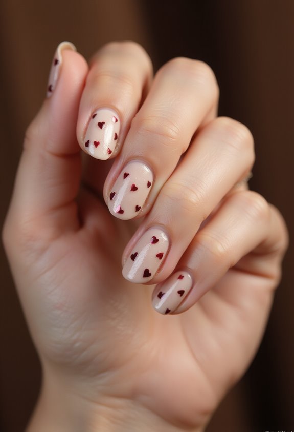 romantic sophisticated playful heart themed nail art