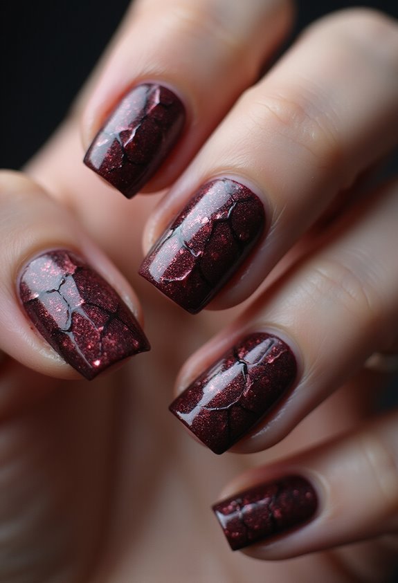 sophisticated gothic romantic shattered oxblood crackle