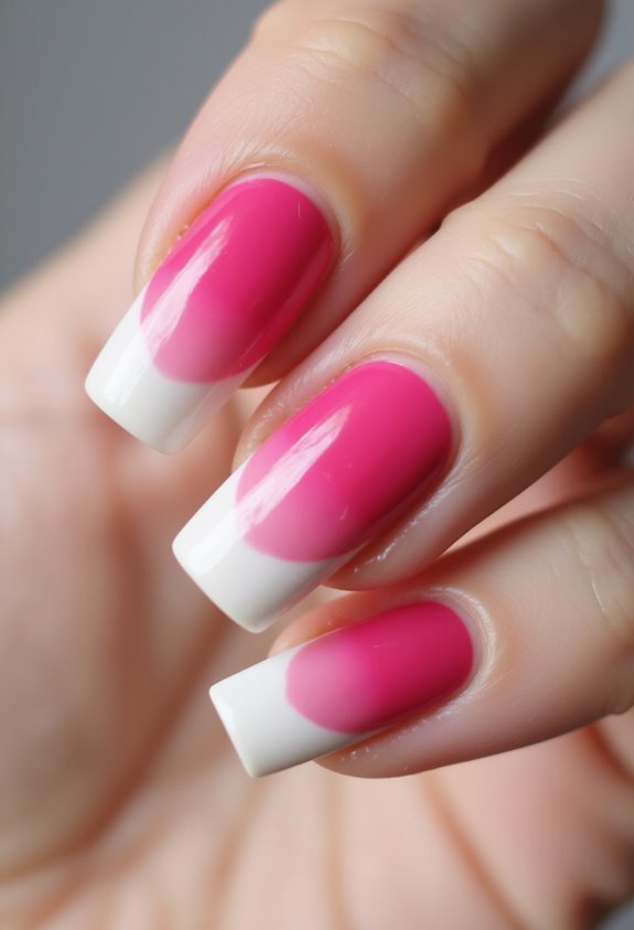 sophisticated hot pink french manicure