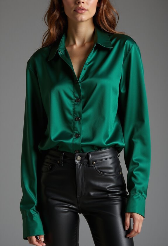 sophisticated leather and silk ensemble