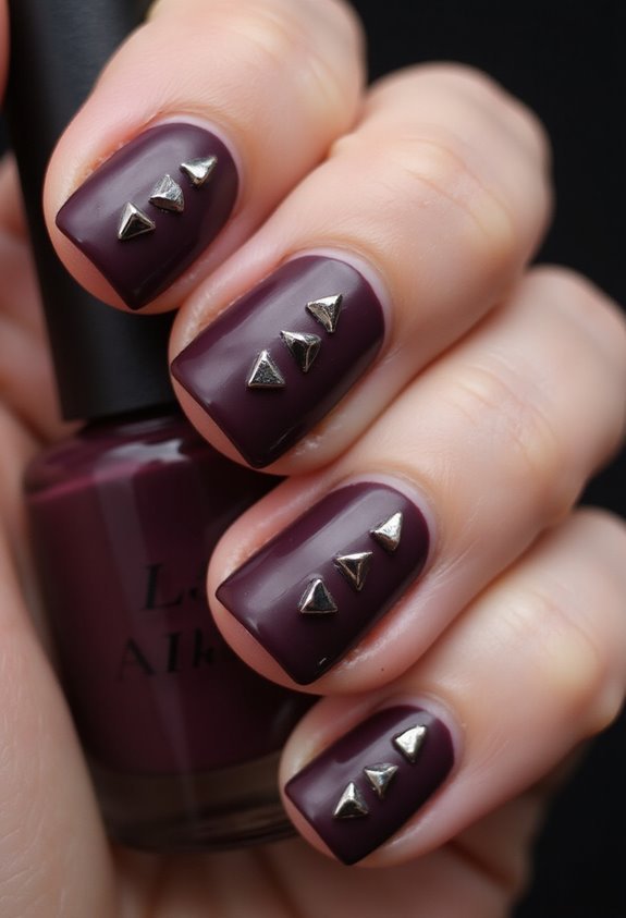 sophisticated matte burgundy with metallic studs