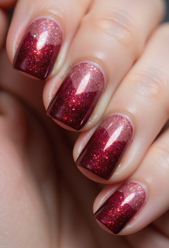 sophisticated shimmery crimson glitter gradient