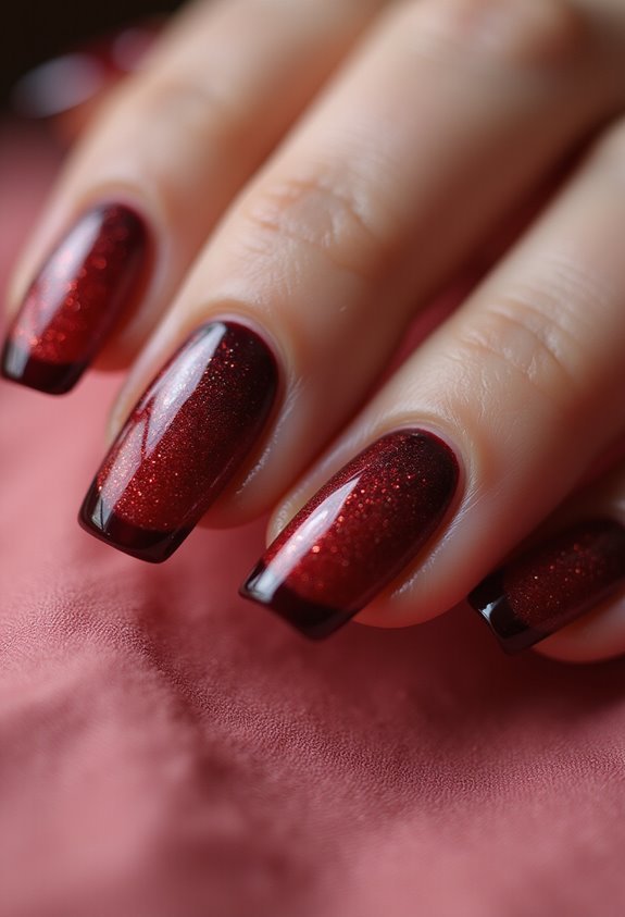 sophisticated yet romantic crimson french manicure