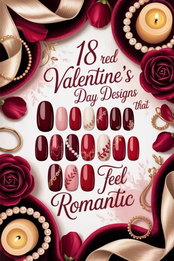 red valentines day nails