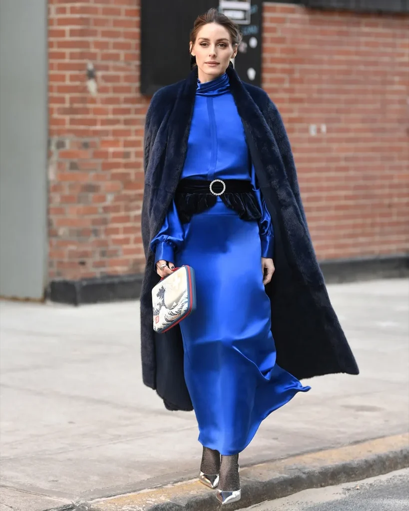 Cobalt Satin With a Velvet Belt