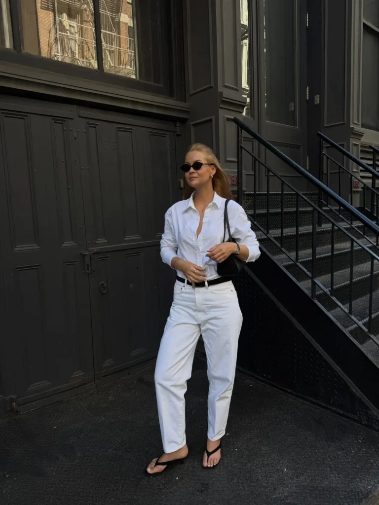The White Shirt and White Jeans Uniform, Belted in Black