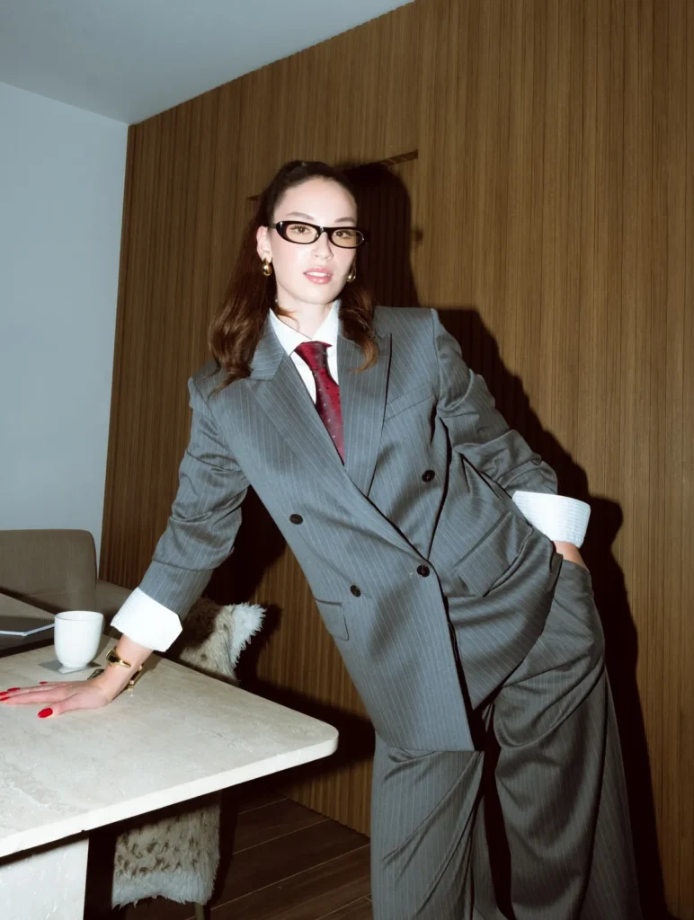 The Full Grey Pinstripe Suit, Worn Big