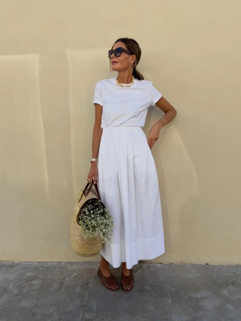 All White With One Bold Necklace