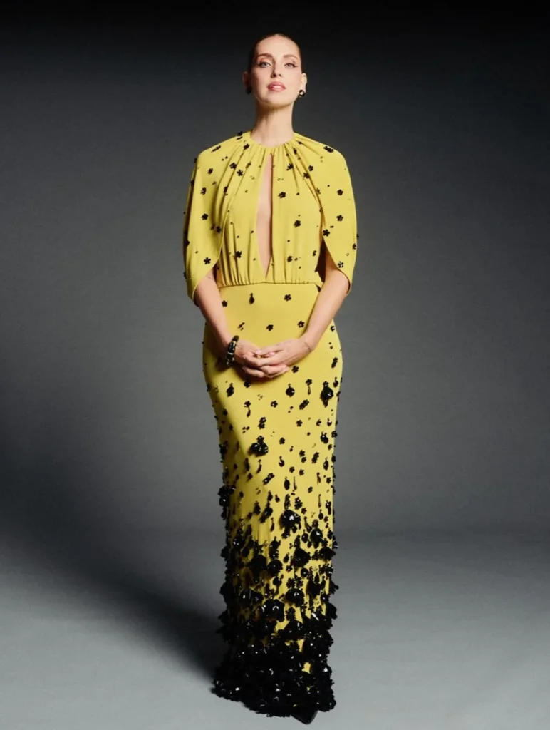  Mustard Yellow With Black Floral Beading