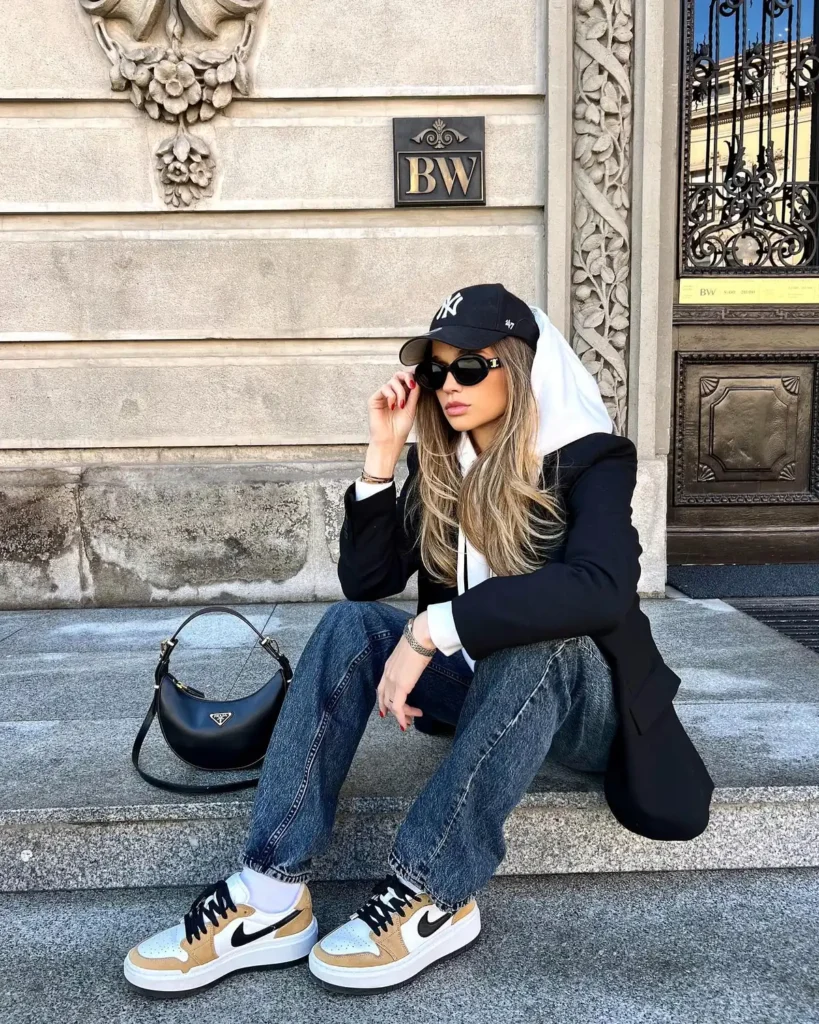 A Black Blazer Over a White Hoodie