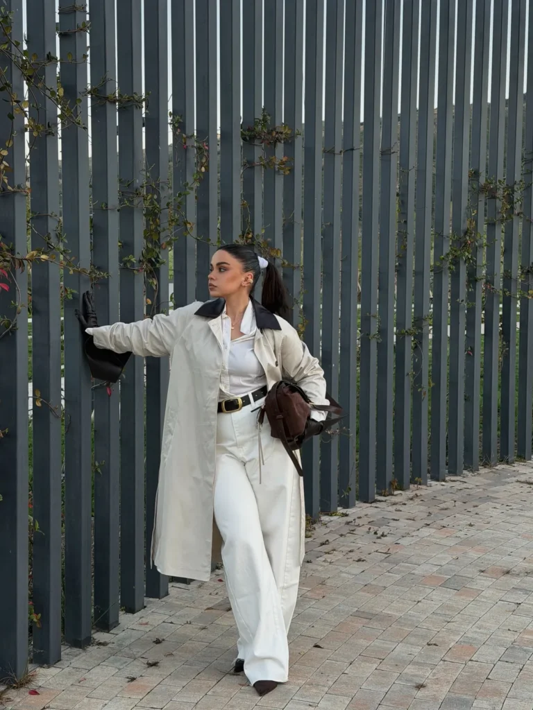 A Stone Trench With a Brown Collar Over White on White