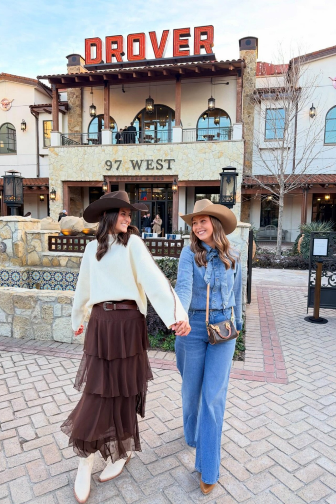Cream Sweater With a Tiered Brown Chiffon Maxi